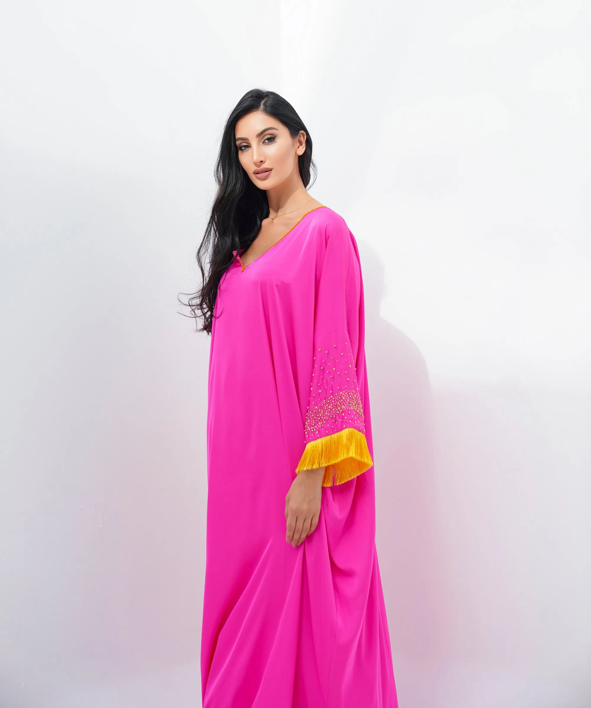 Oversize silk pink kaftan