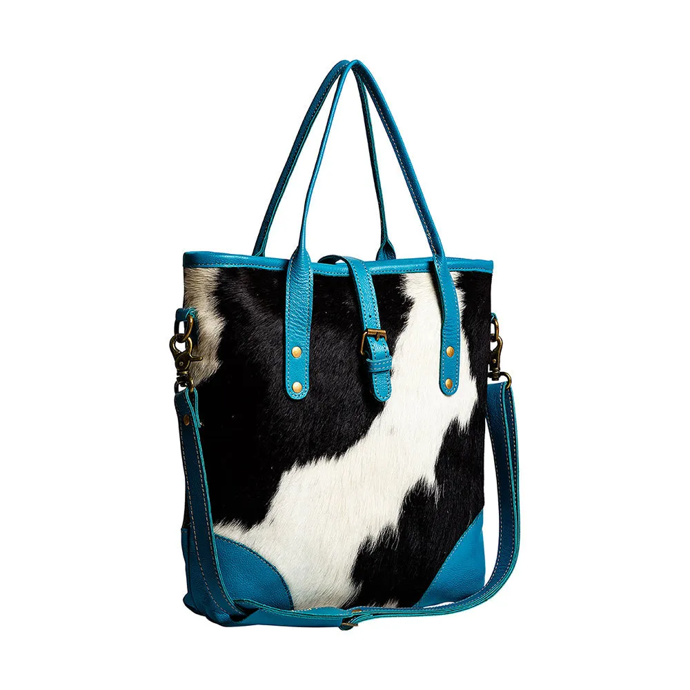 Pecos Pointe Canvas & Hairon Bag In Blue