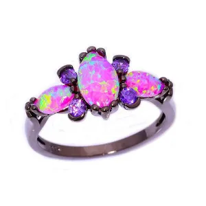 Pink Fire Opal & Amethyst Ring