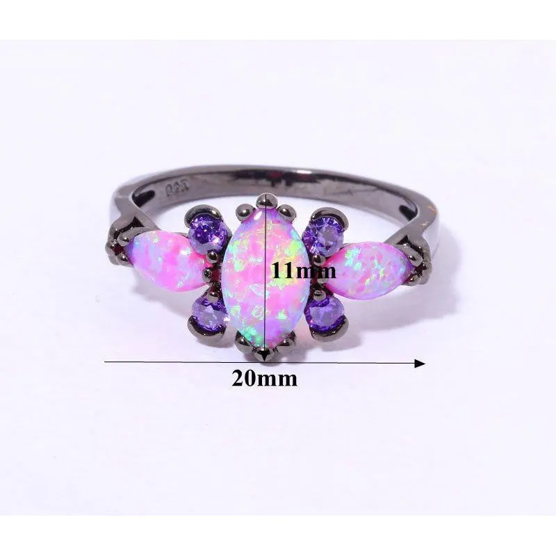 Pink Fire Opal & Amethyst Ring