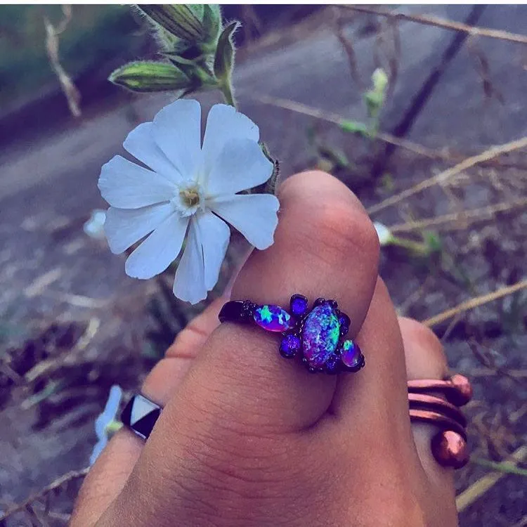 Pink Fire Opal & Amethyst Ring