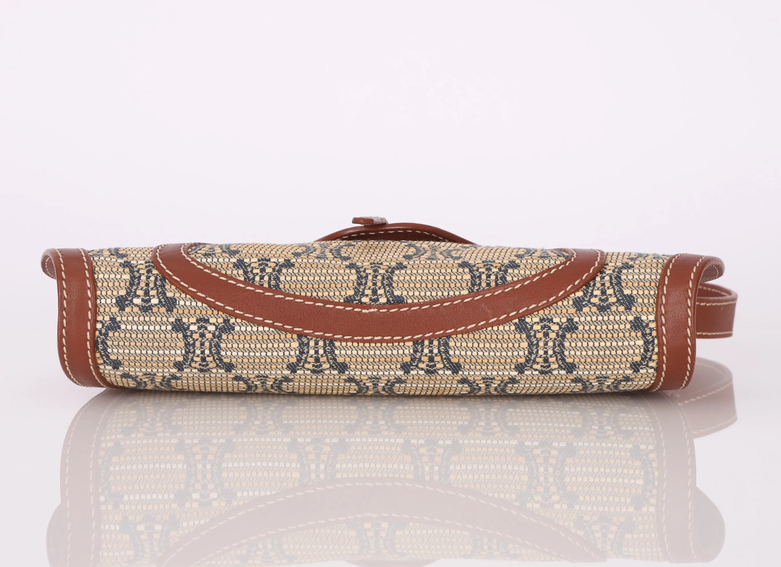 Rare Celine Triomphe Raffia Shoulder Bag