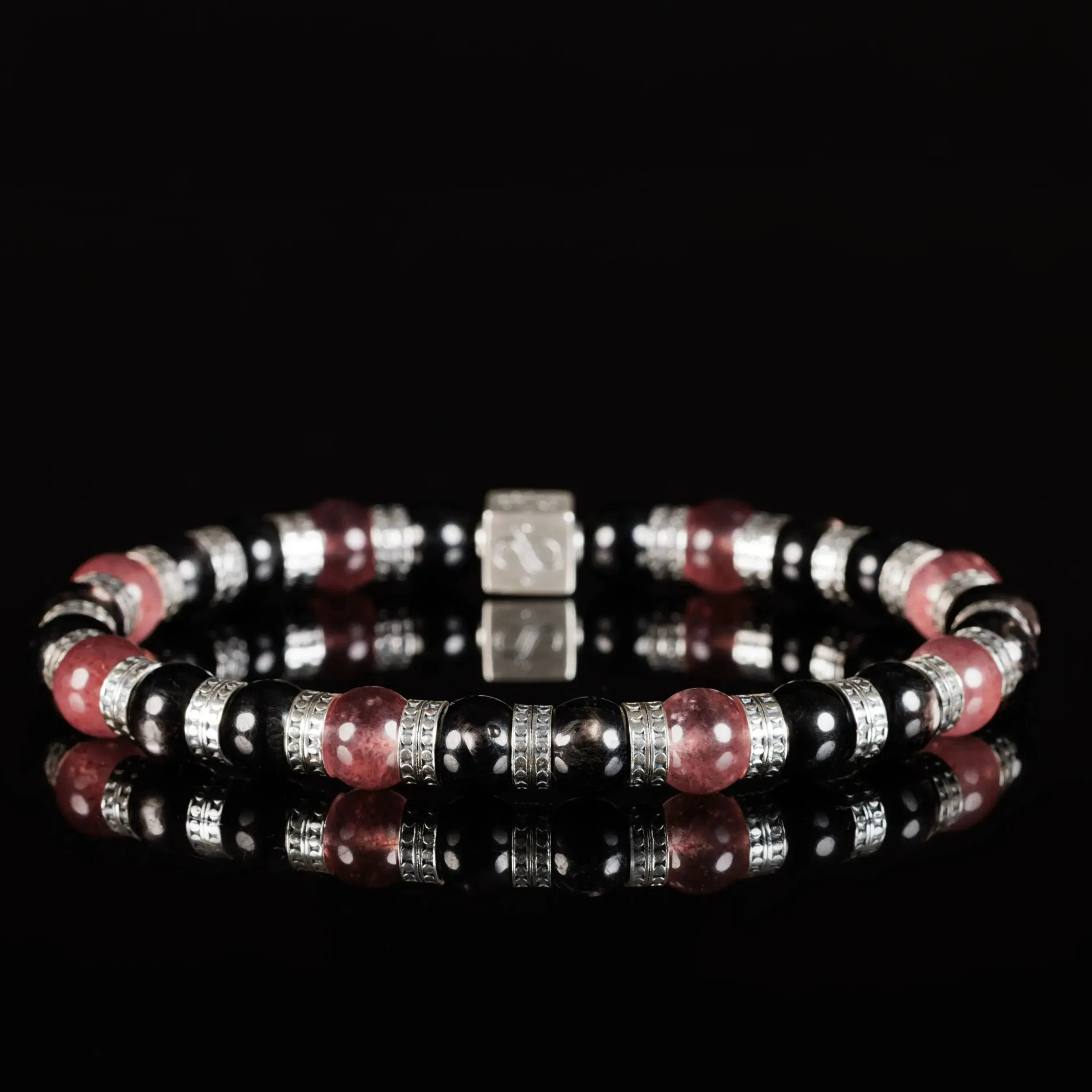 Raspberry Quartz - Hypersthene Bracelet II (8mm)