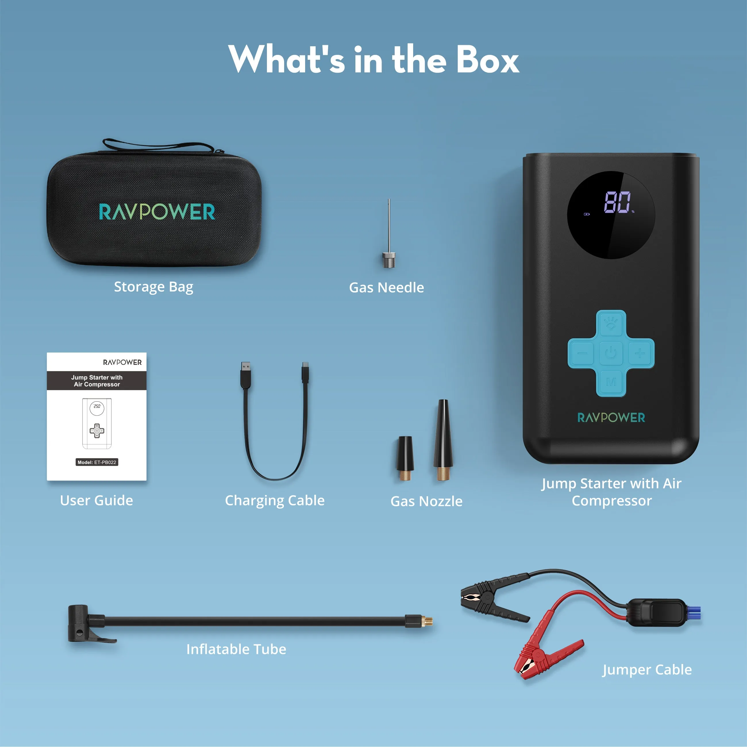 RAVPower 11200mAh Jump Starter with Air Compressor