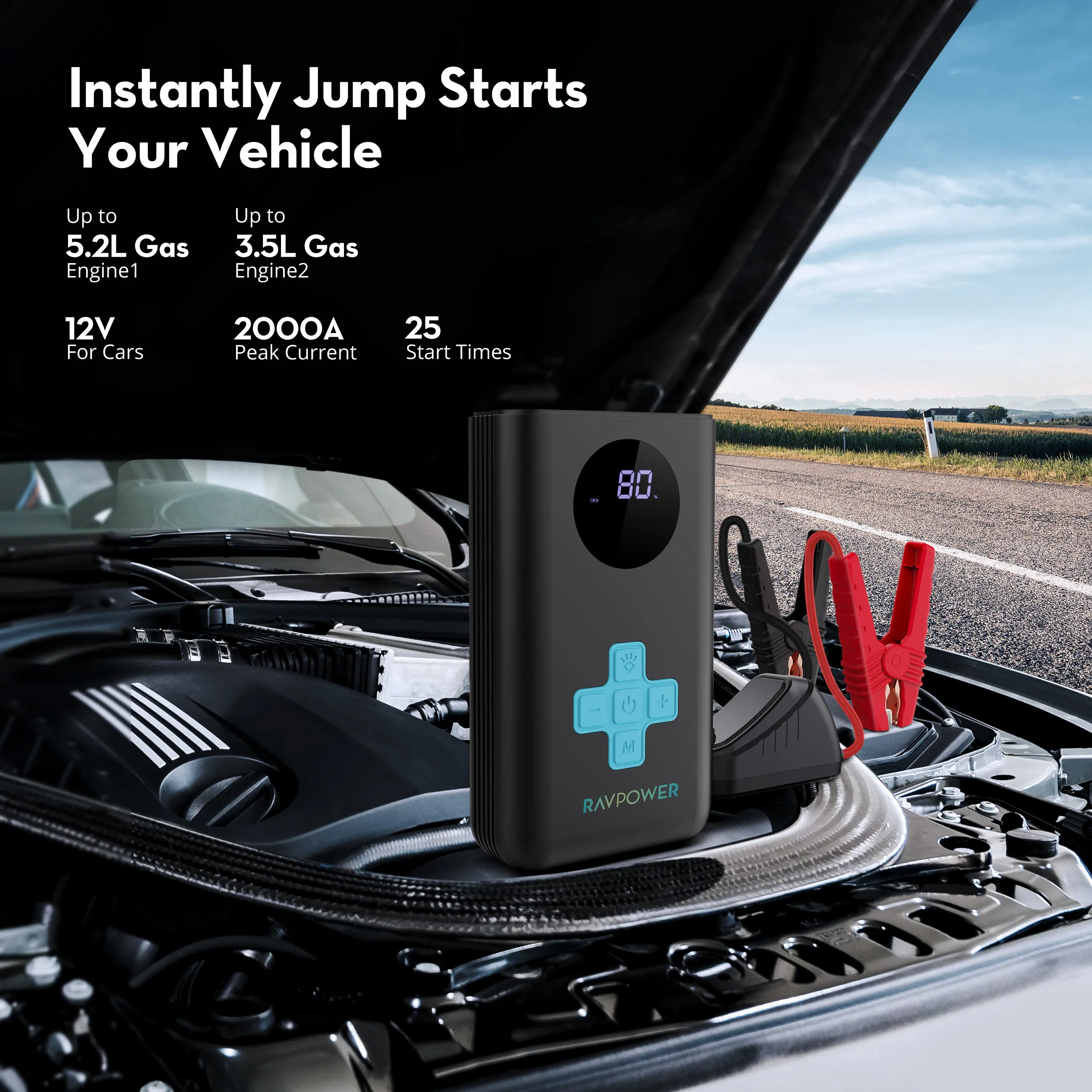 RAVPower 11200mAh Jump Starter with Air Compressor