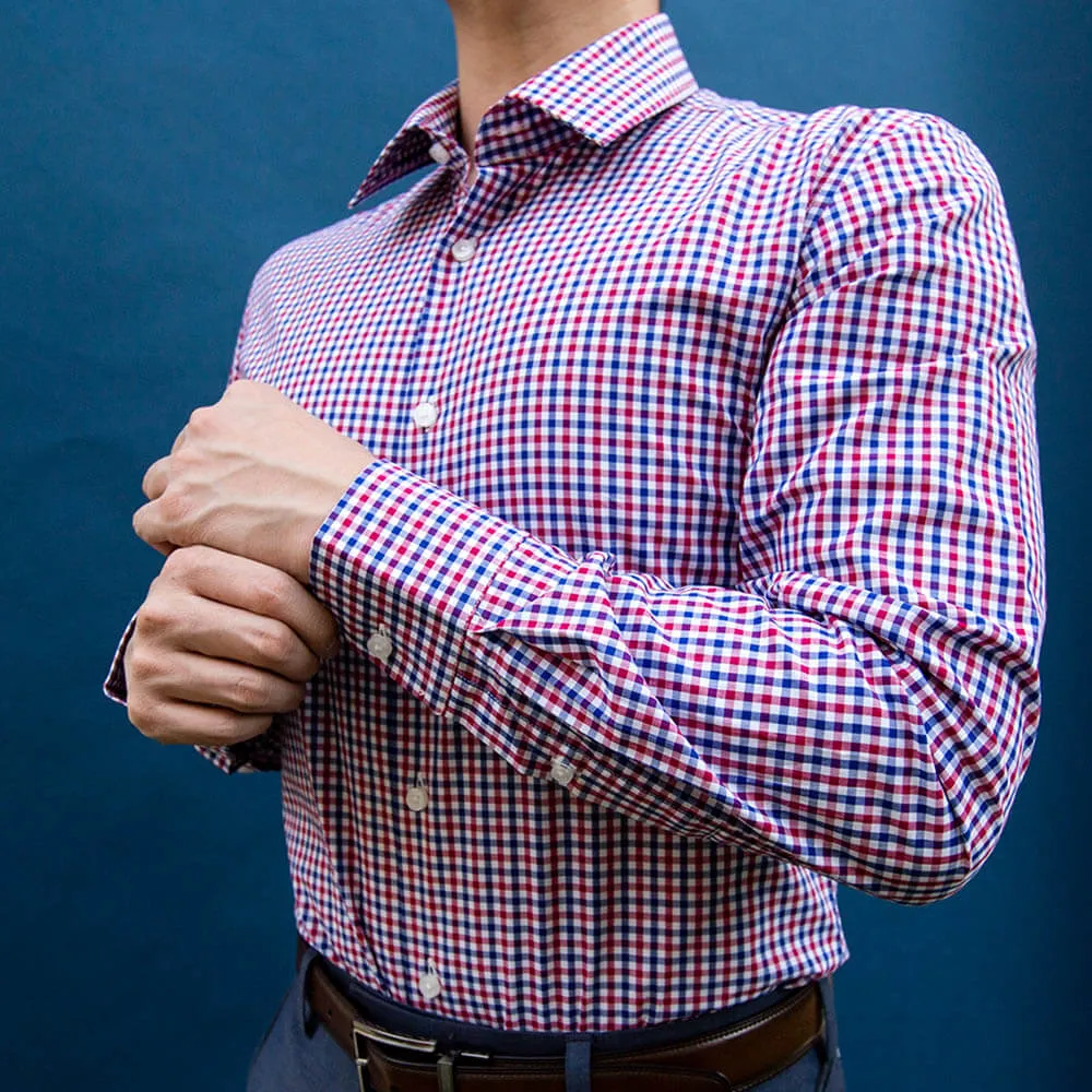 Red and Blue Checked Dress Shirt | The Kang