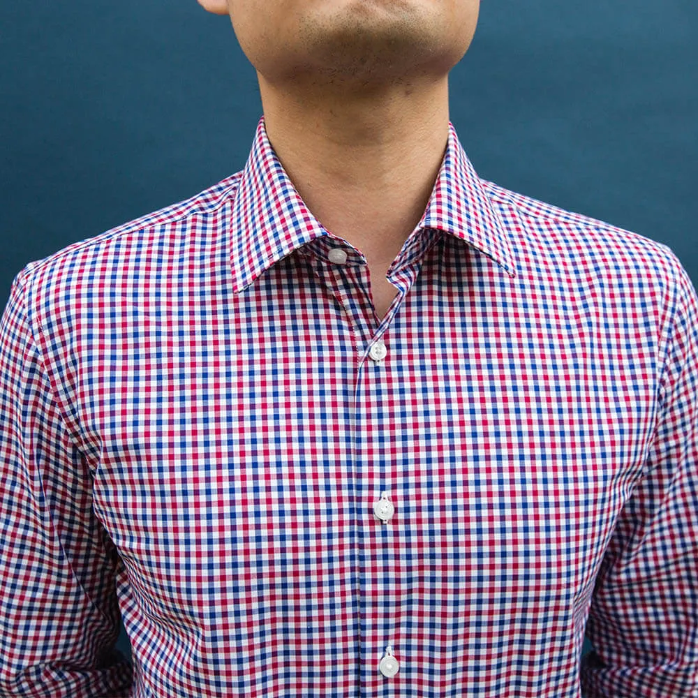 Red and Blue Checked Dress Shirt | The Kang