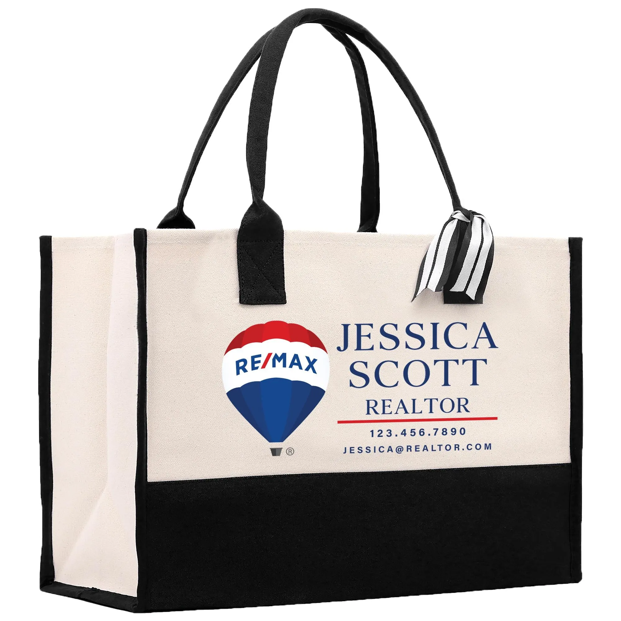 Remax Realtor Tote Bag Personalized Business Tote Custom Real Estate Agent Gift Bulk Business Logo Realtor Swag Real Estate Bag (RMXTB1004)