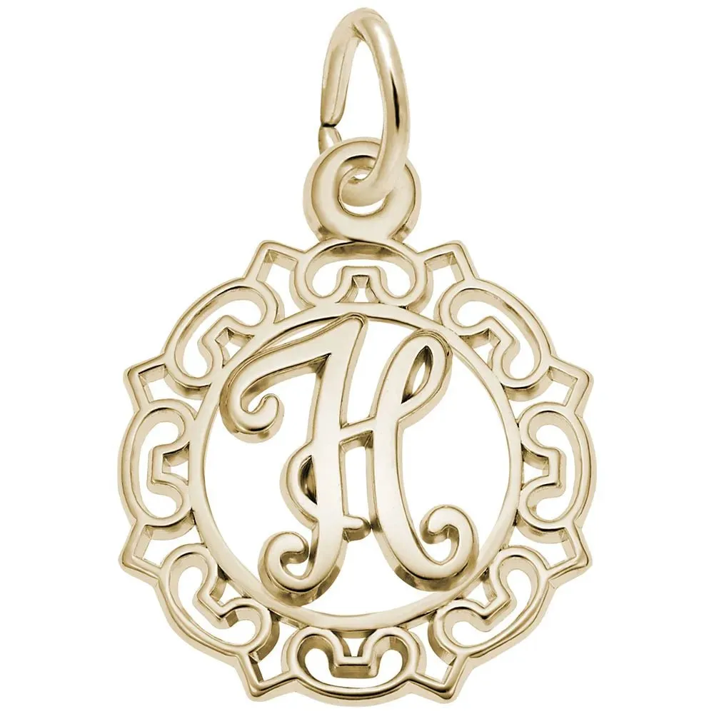 Rembrandt Charms - Ornate Script Initial H Charm - 0817-008