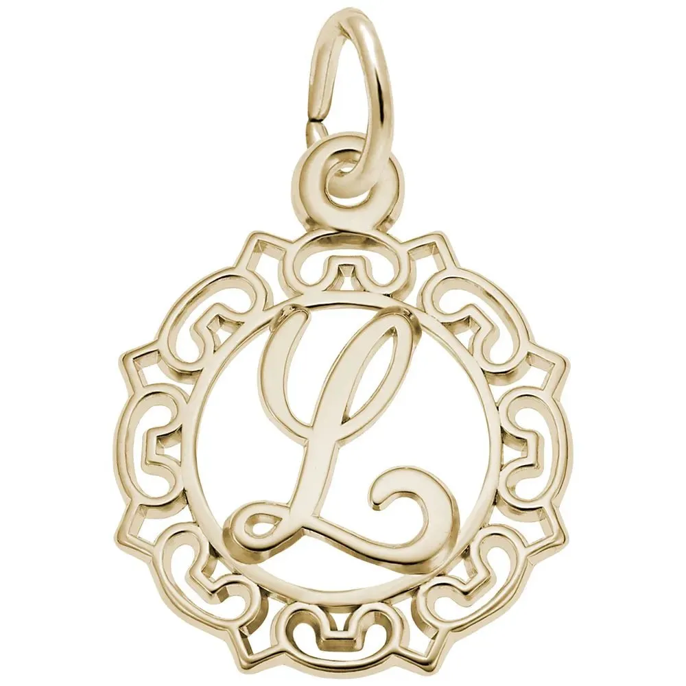 Rembrandt Charms - Ornate Script Initial L Charm - 0817-012