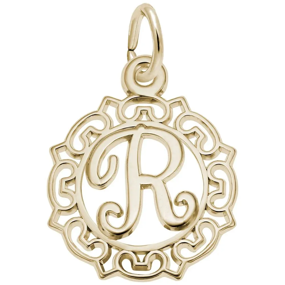 Rembrandt Charms - Ornate Script Initial R Charm - 0817-018