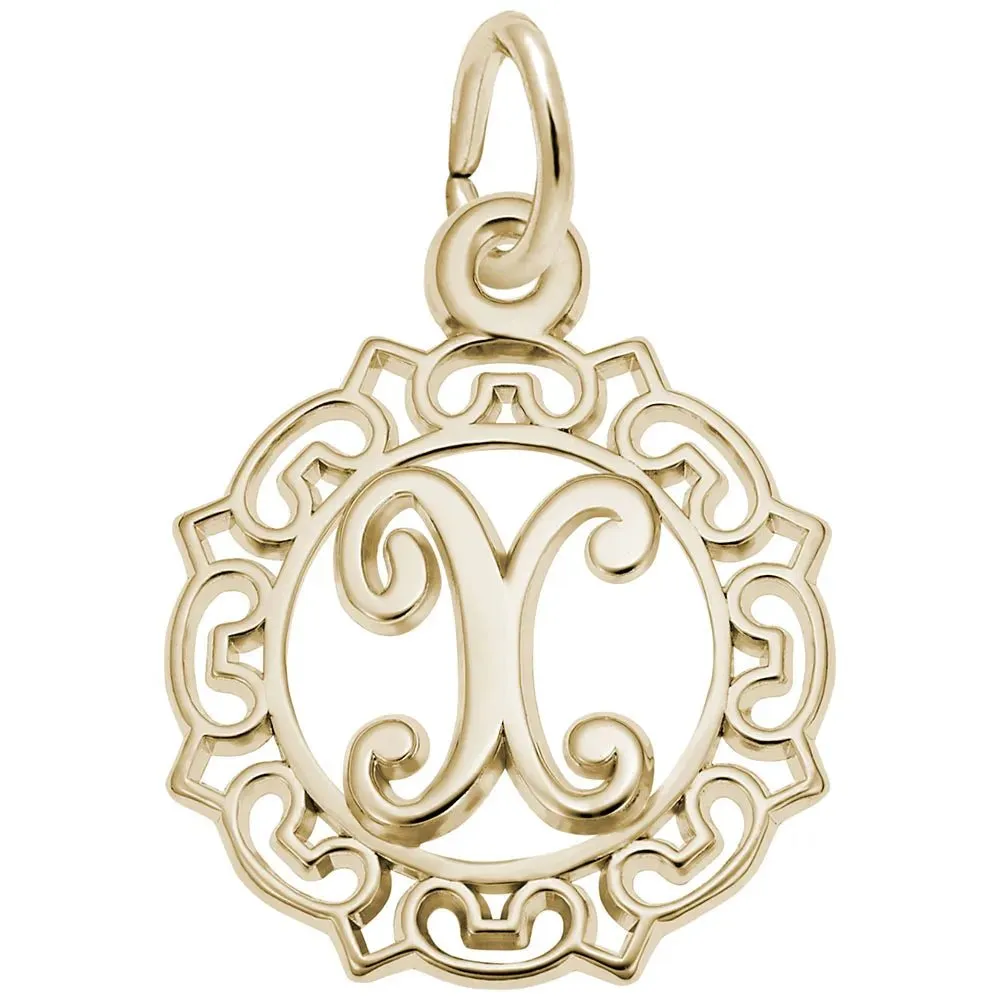 Rembrandt Charms - Ornate Script Initial X Charm - 0817-024