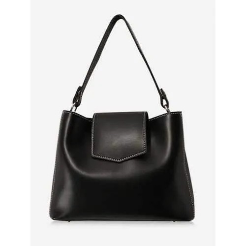 Retro PU Leather Minimalist Crossbody Bag - Black