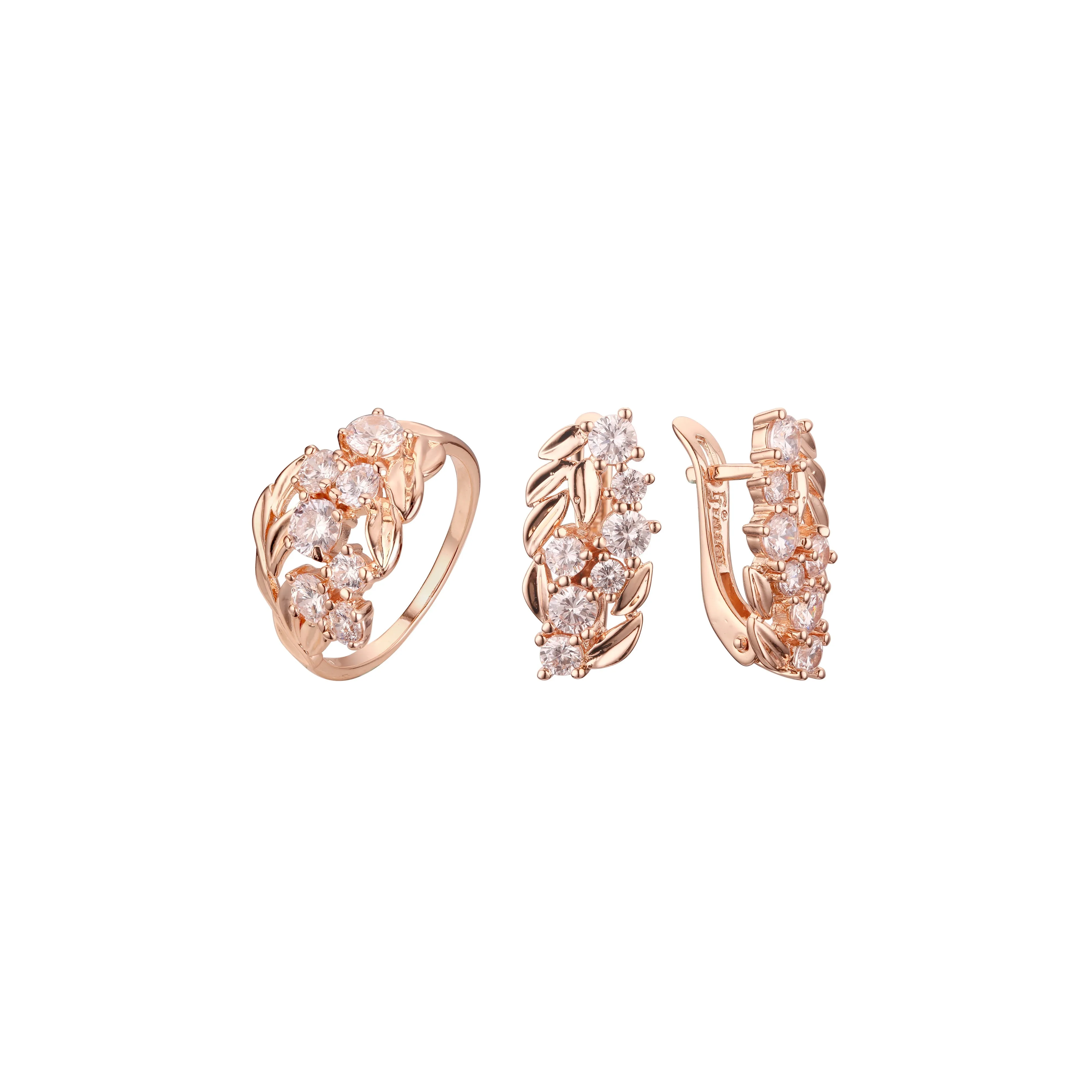 Rose Gold luxurious cluster leaves set