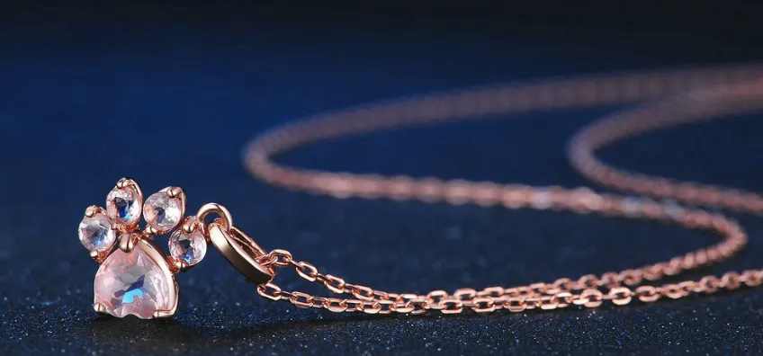 Rose Quartz Pawprint Necklace