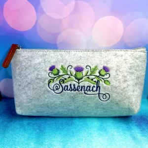 Sassenach Scottish Thistle Embroidered Felt Zipper Pouch - Outlander Inspiration