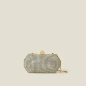 Silver Diamante Clutch Bag