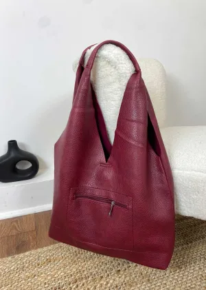 Slouchy 2 in 1 Tote Bag Burgundy