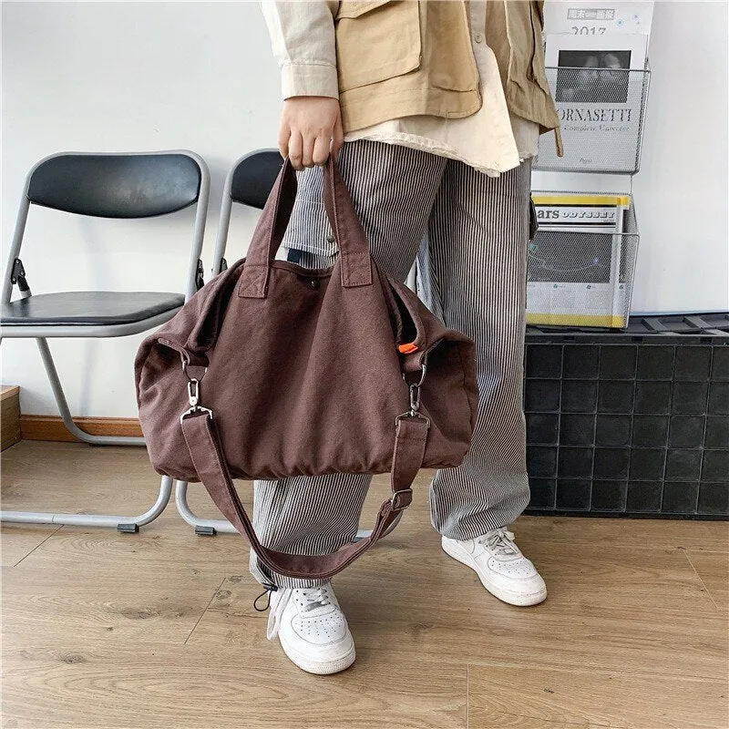 Solid Color Fashion Women's Bag Large Capacity Shoulder Bags Trendy Designer Handbags Outdoor Leisure Canvas Travel Bags 2021