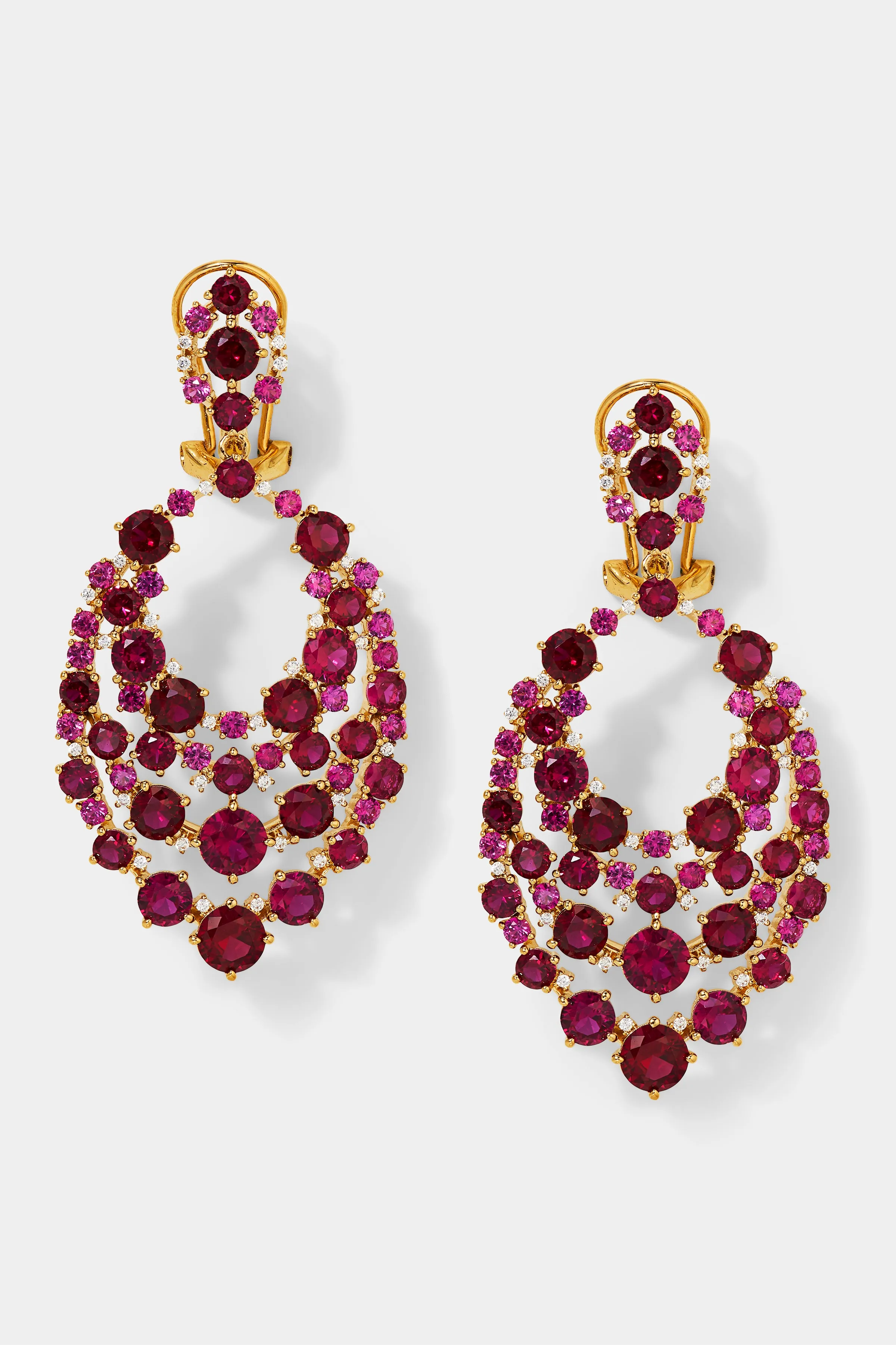 STARLET RED CZ MOSAIC DROP EARRINGS