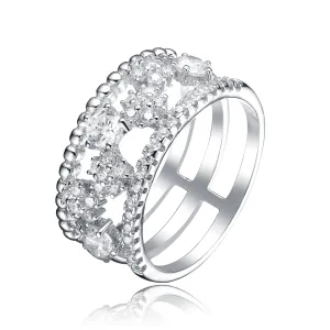 Sterling Silver White Gold Plated Cubic Zirconia Open Band Ring