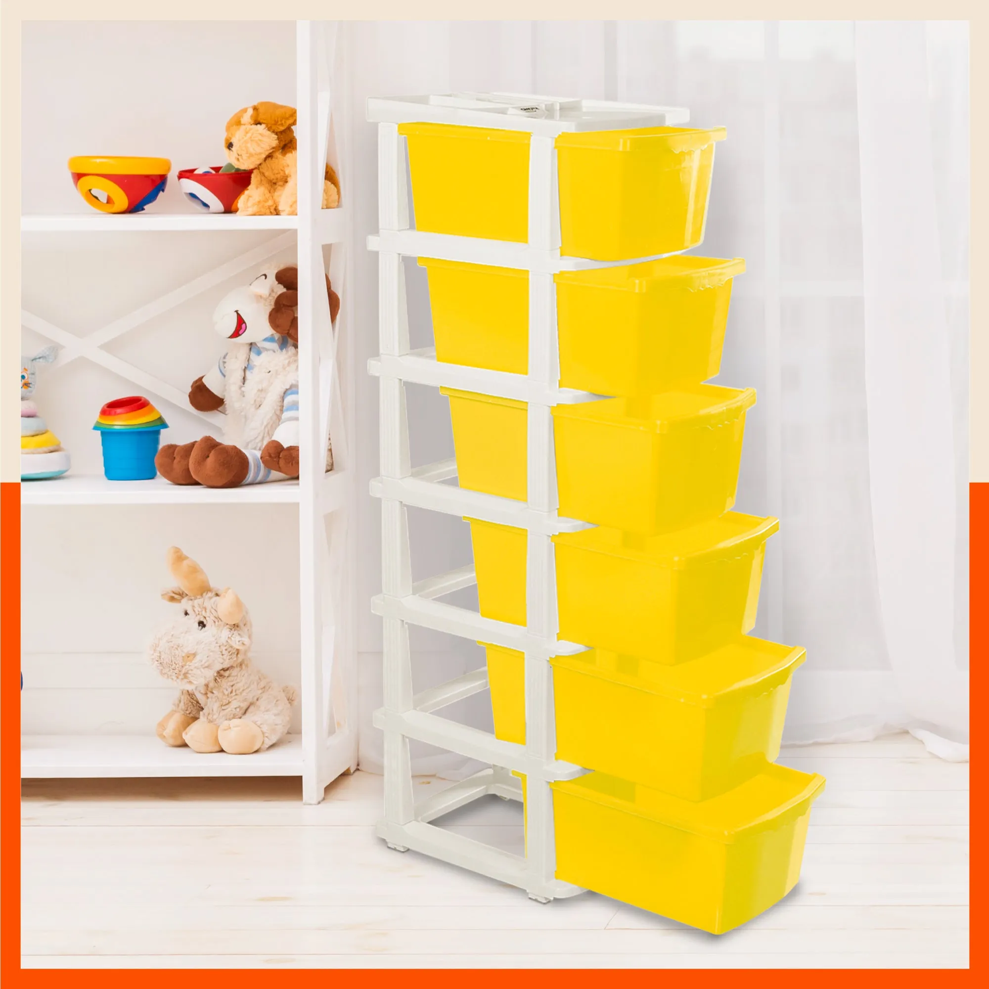 Stomo 6 Multi-Purpose Storage Organizer for Home and Office (Yellow)