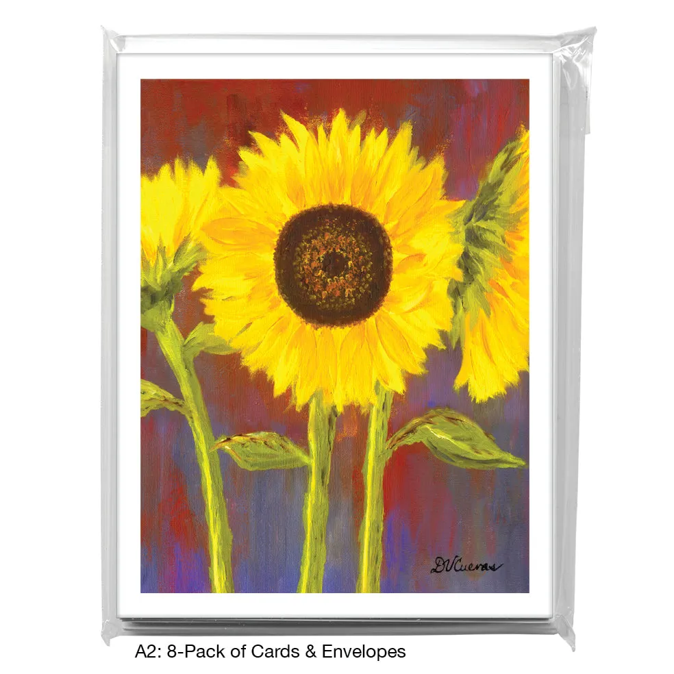 Sunflowers On Red & Blue, Greeting Card (7071B)