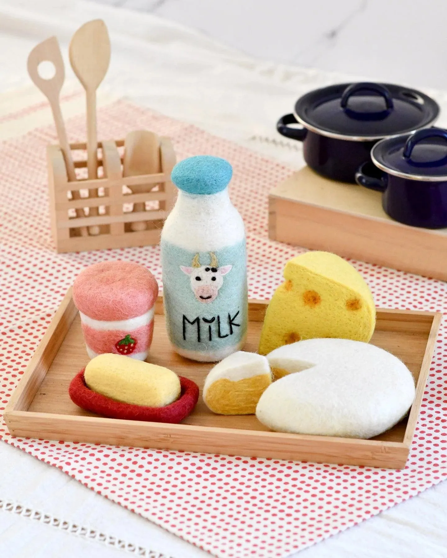 Tara Treasures Felt Food Groups Dairy Pretend & Imaginative Play Toys