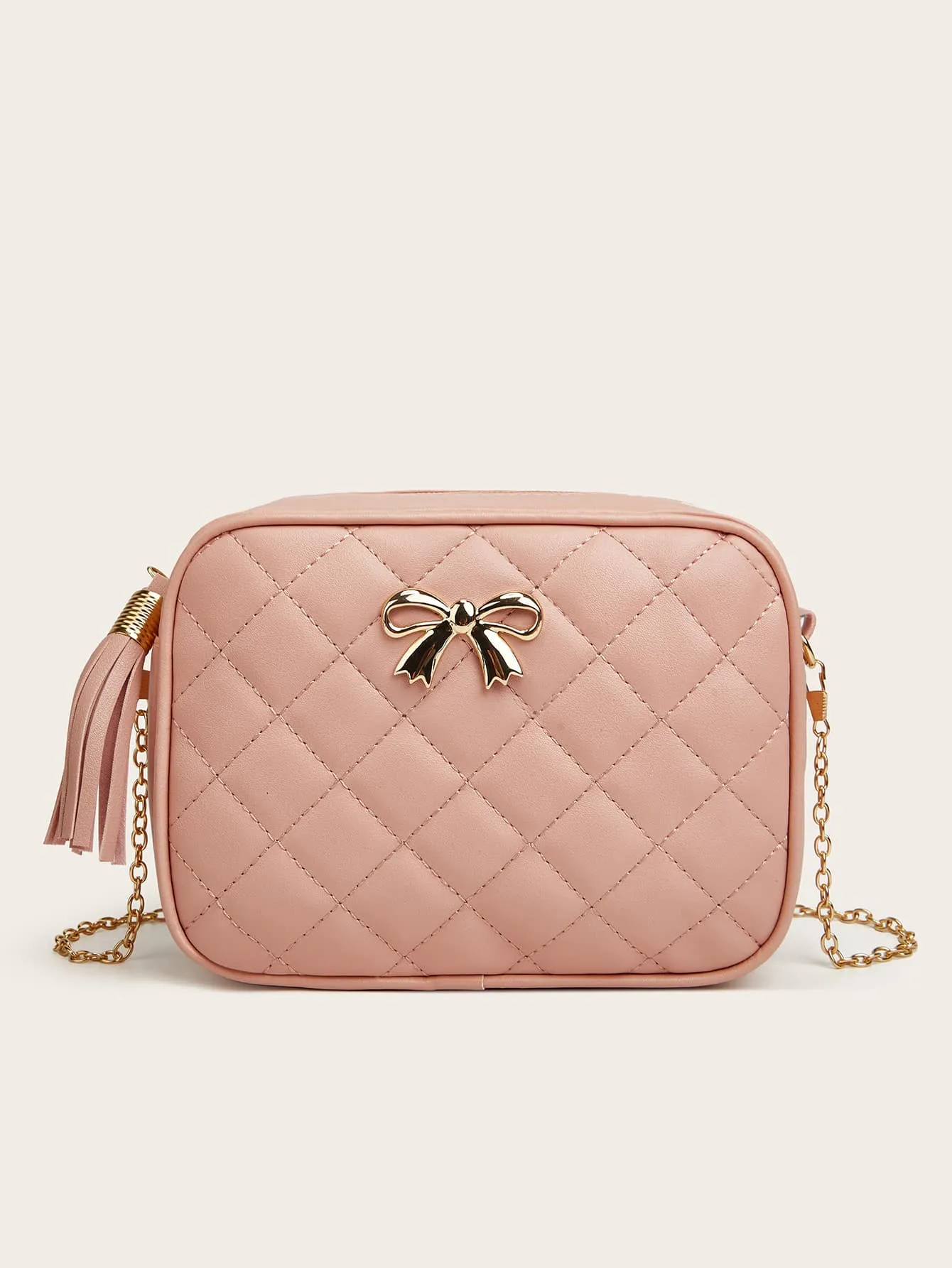 Tassel Decor Quilted Chain Crossbody Bag