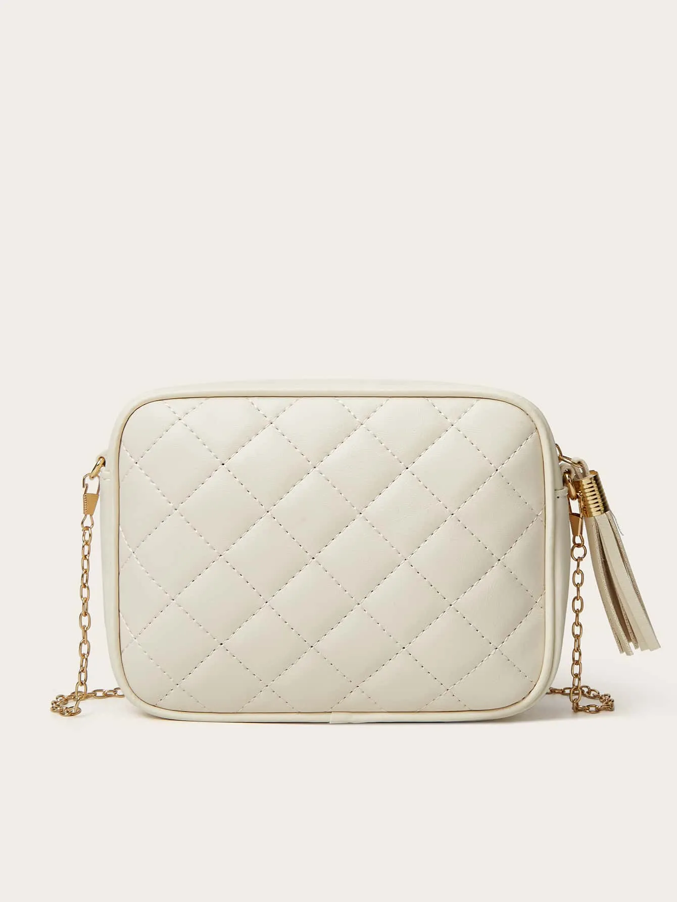 Tassel Decor Quilted Chain Crossbody Bag