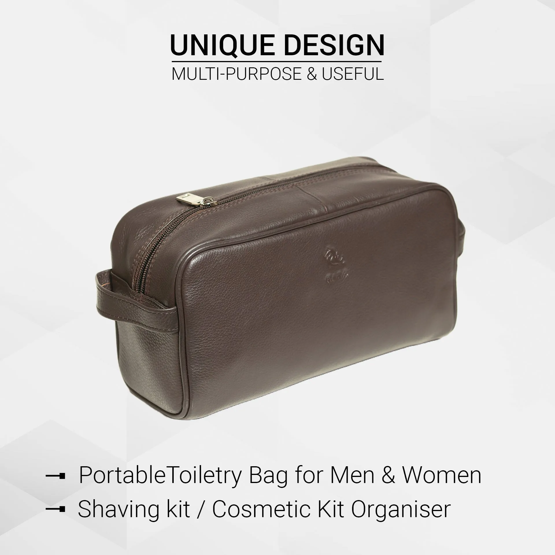 Ted Black Leather Wash Bag for Men and Women