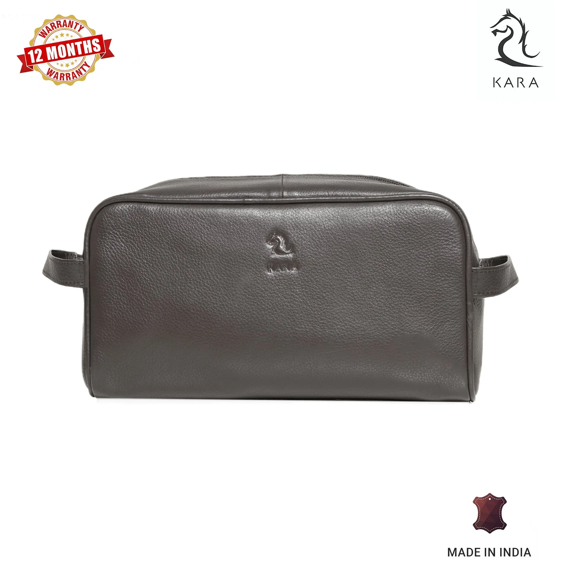 Ted Black Leather Wash Bag for Men and Women