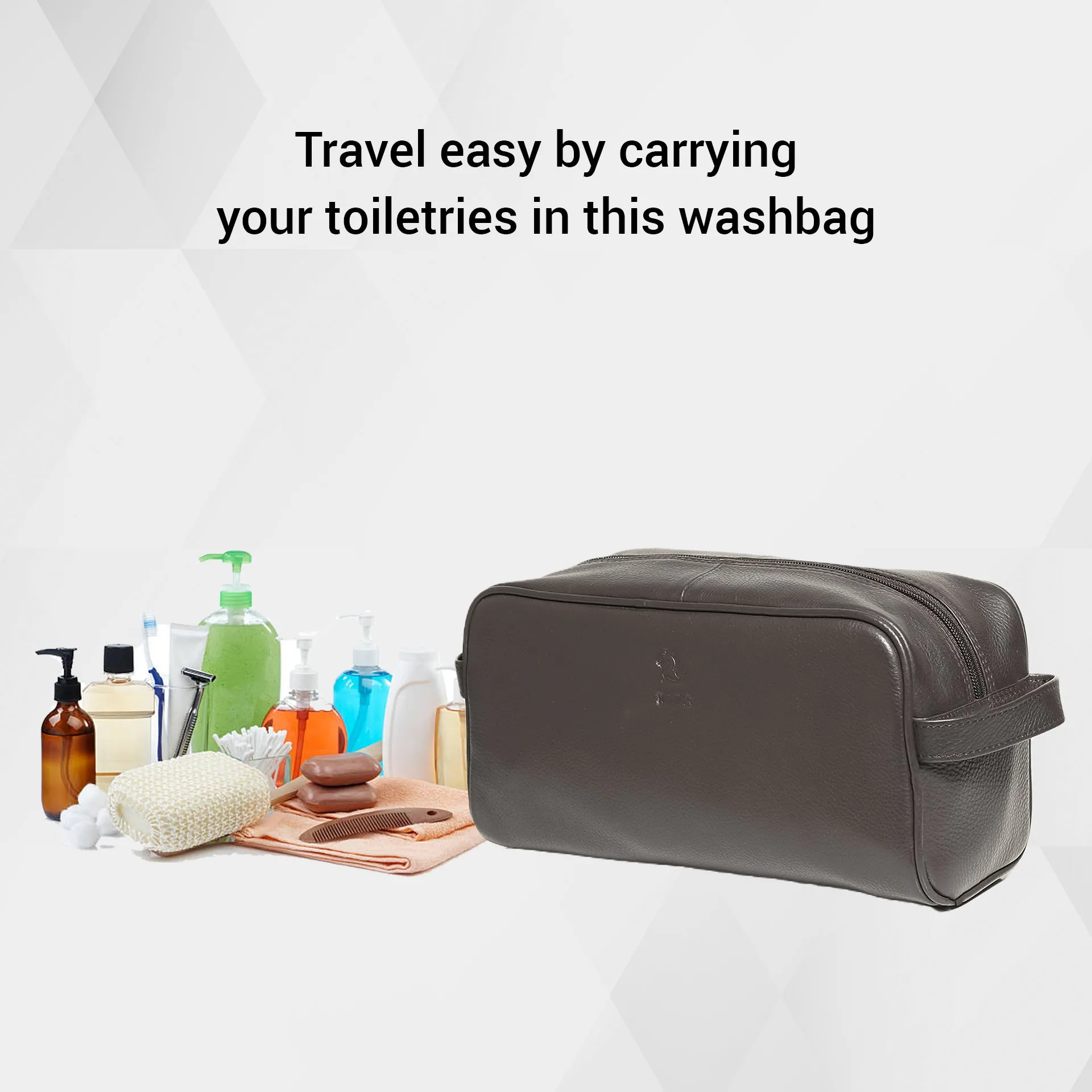 Ted Black Leather Wash Bag for Men and Women