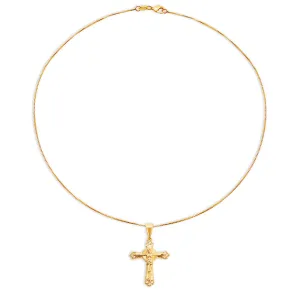 THE TRIPLE STONE ORNATE CROSS NECKLACE