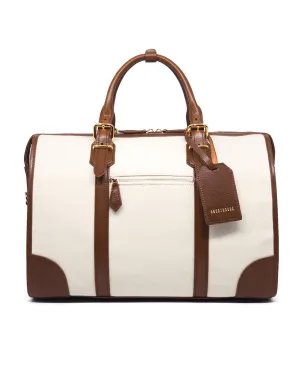 The Viaggio Heavy-Weight Canvas Duffel (Ivory/ Cognac)