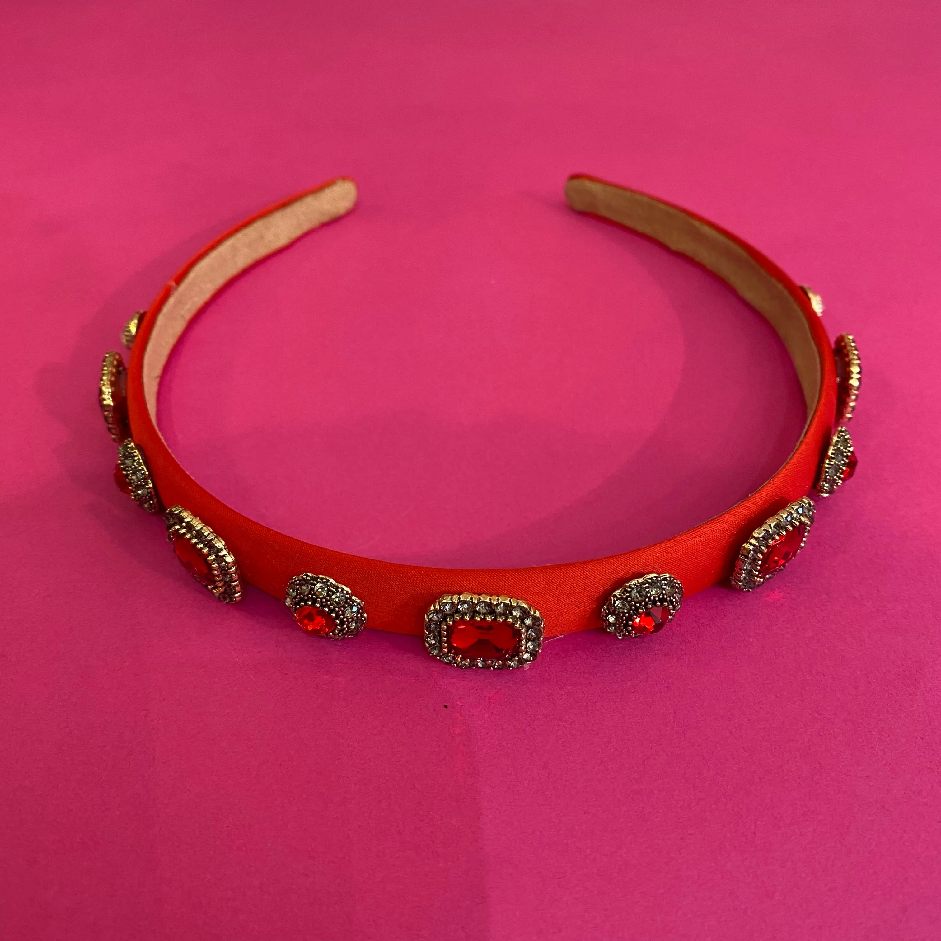 Thin Satin Hairband - Red