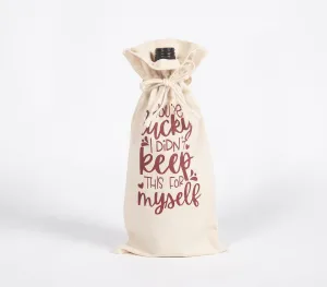 Typographic Drawstring Jute wine bag