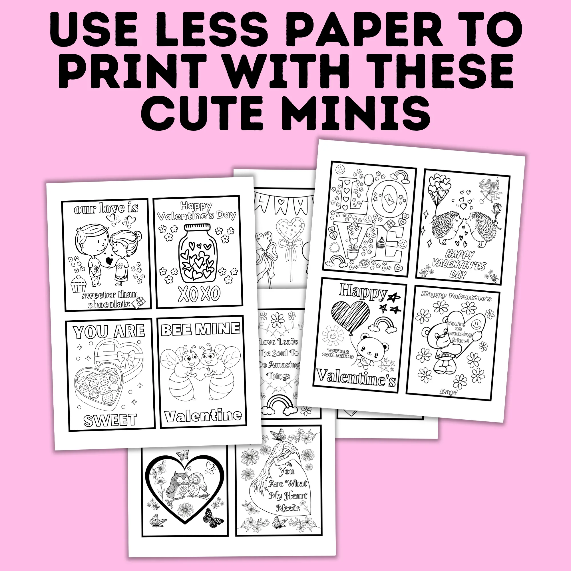 Valentine's Mini Coloring Pages for Kids