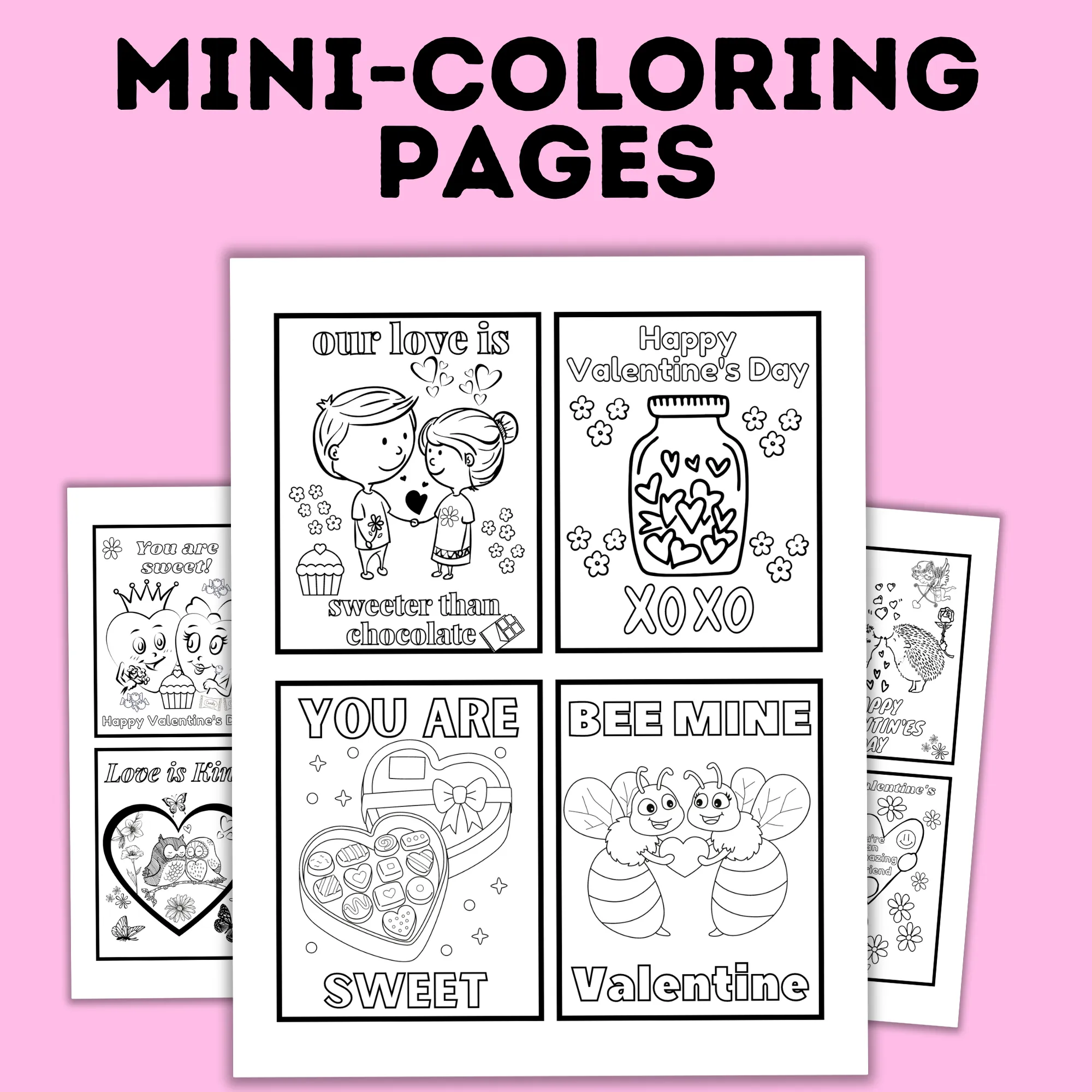 Valentine's Mini Coloring Pages for Kids