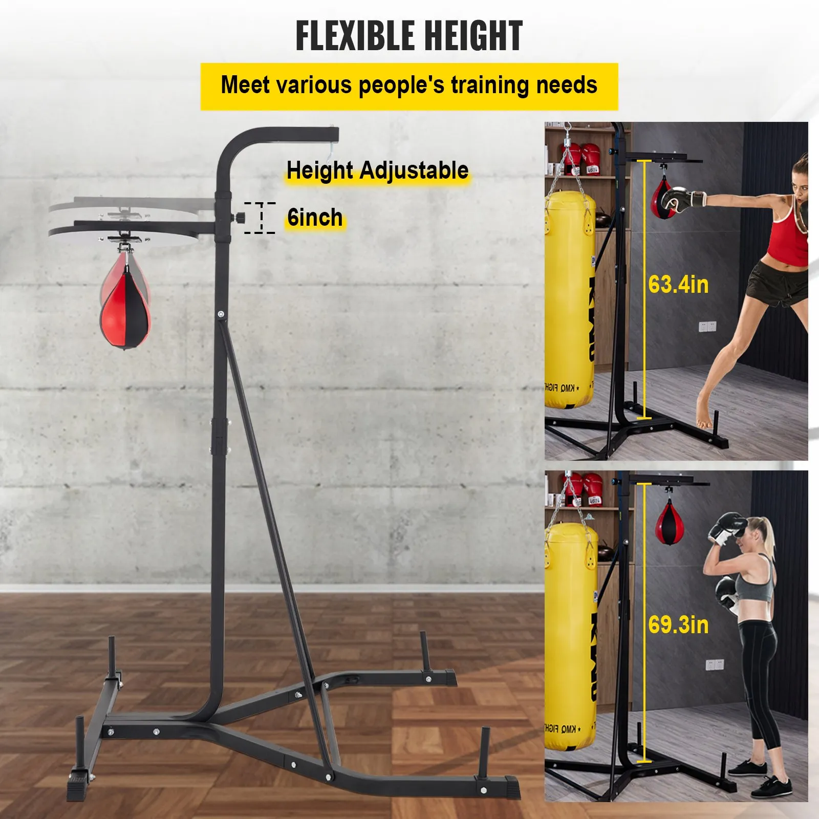 VEVOR Heavy Bag Stand with Speed Ball | Height Adjustable Punching Bag Stand