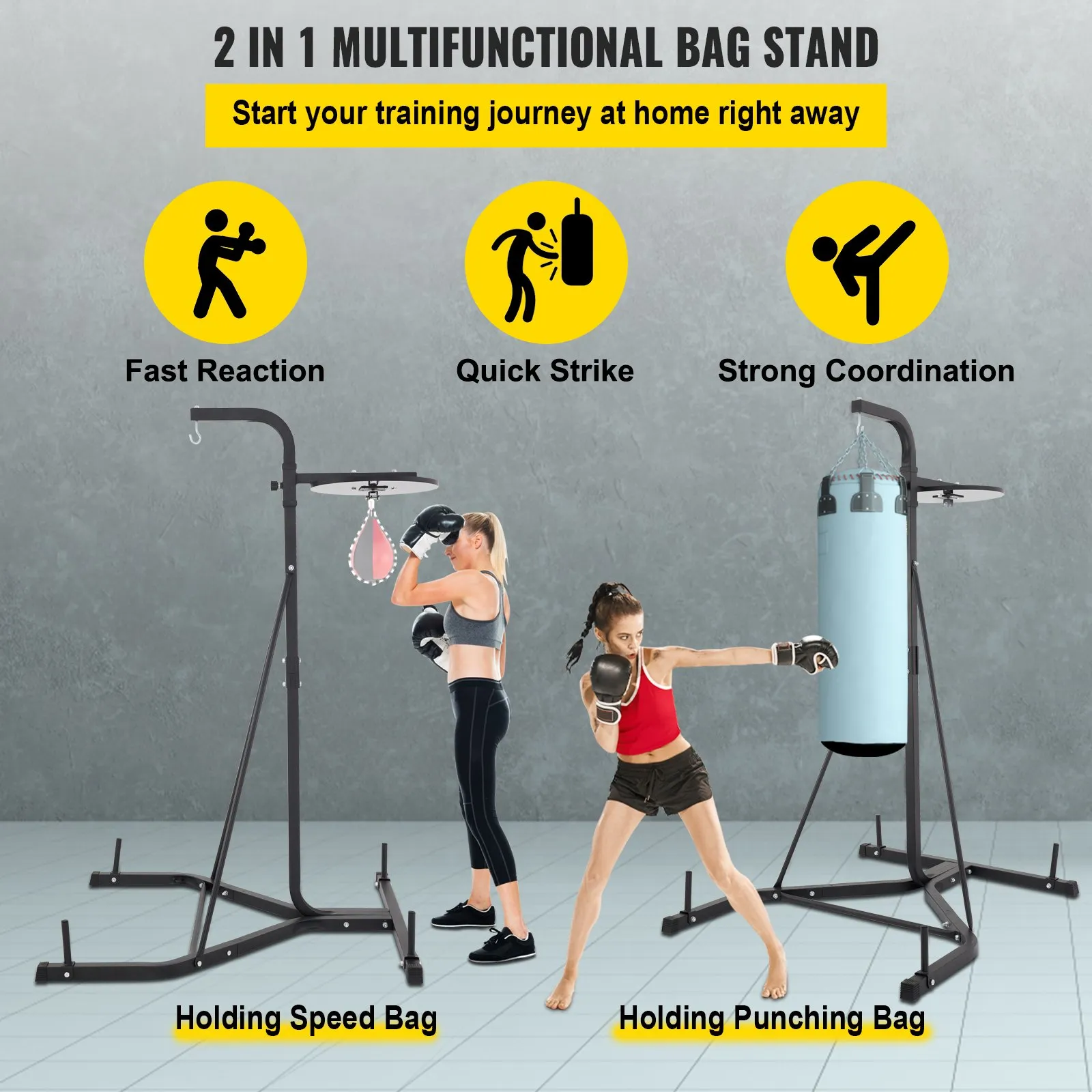 VEVOR Heavy Bag Stand with Speed Ball | Height Adjustable Punching Bag Stand