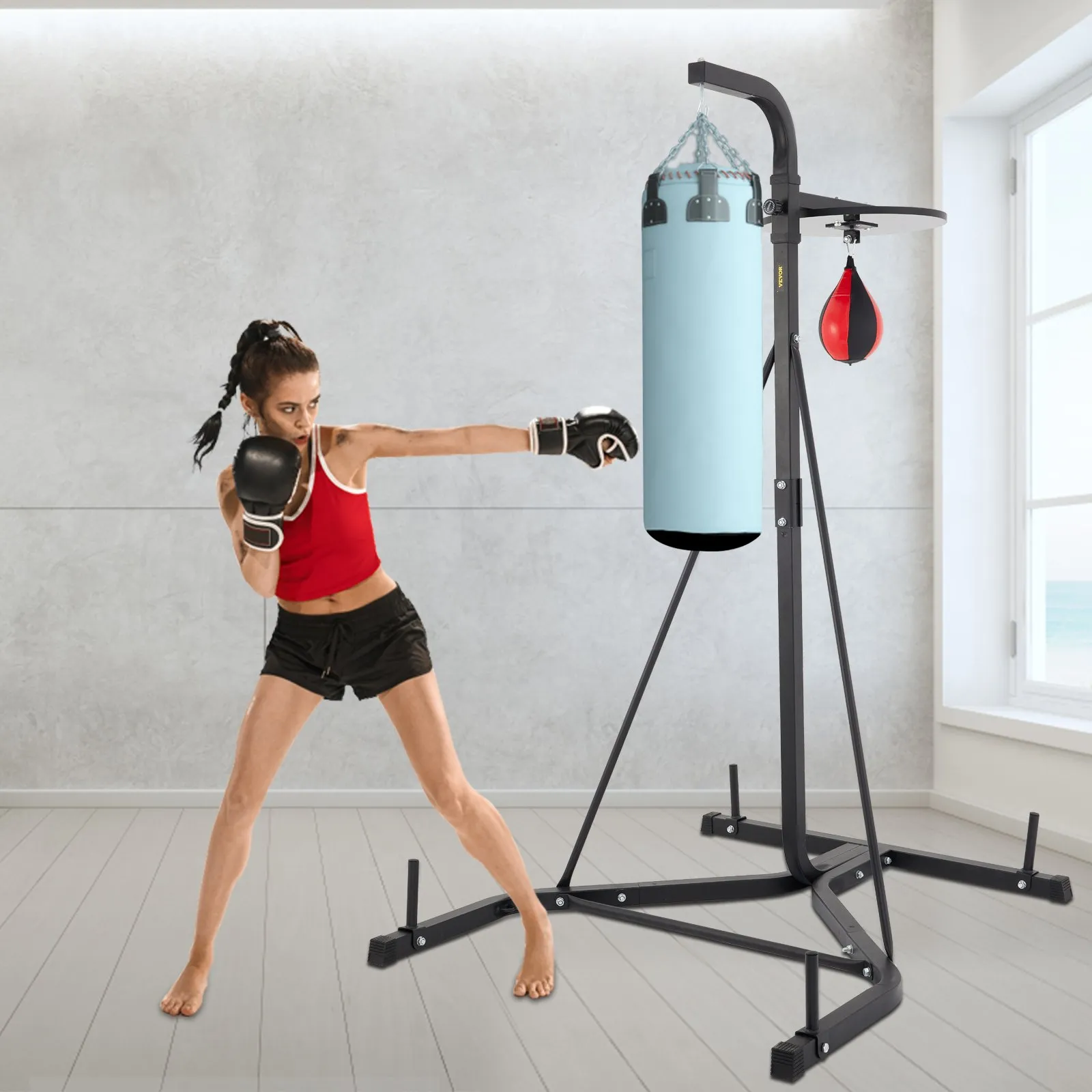 VEVOR Heavy Bag Stand with Speed Ball | Height Adjustable Punching Bag Stand