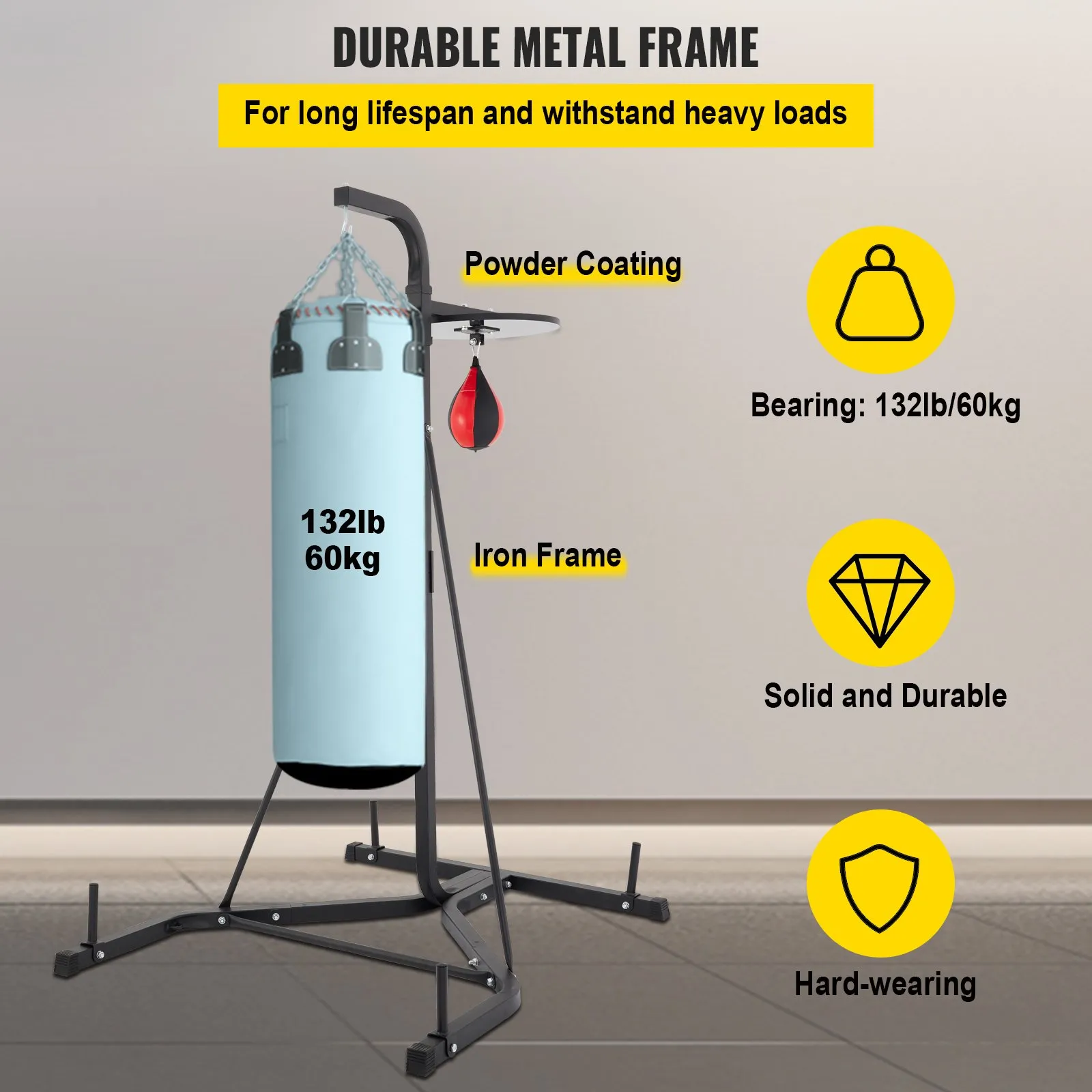 VEVOR Heavy Bag Stand with Speed Ball | Height Adjustable Punching Bag Stand