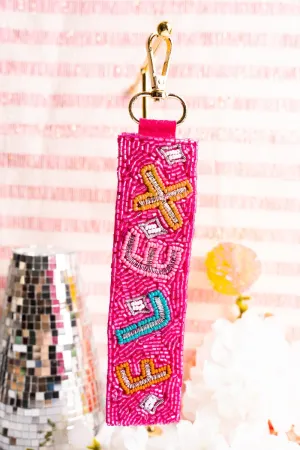 Viola Hot Pink 'Flex' Seed Bead Wristlet Keychain