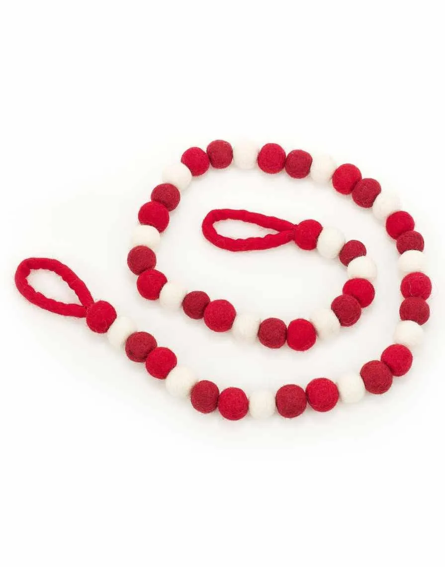 White & Red Handmade Felt Christmas Bubble Garland