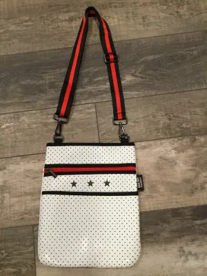 White Neoprene Crossbody Black Stars