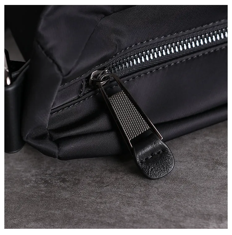 Womens Leather Nylon Shoulder Bag Mens Black Nylon Crossbody Bag Black Crossbody Nylon Bag