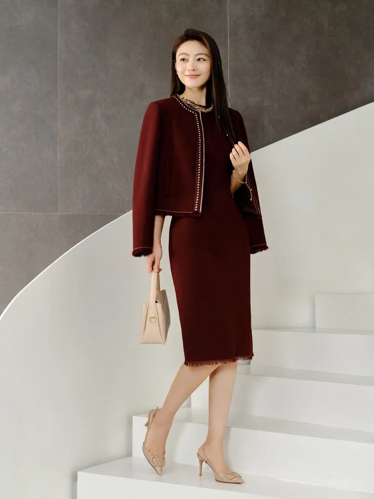 YAYING Elegant Pure Wool Dress